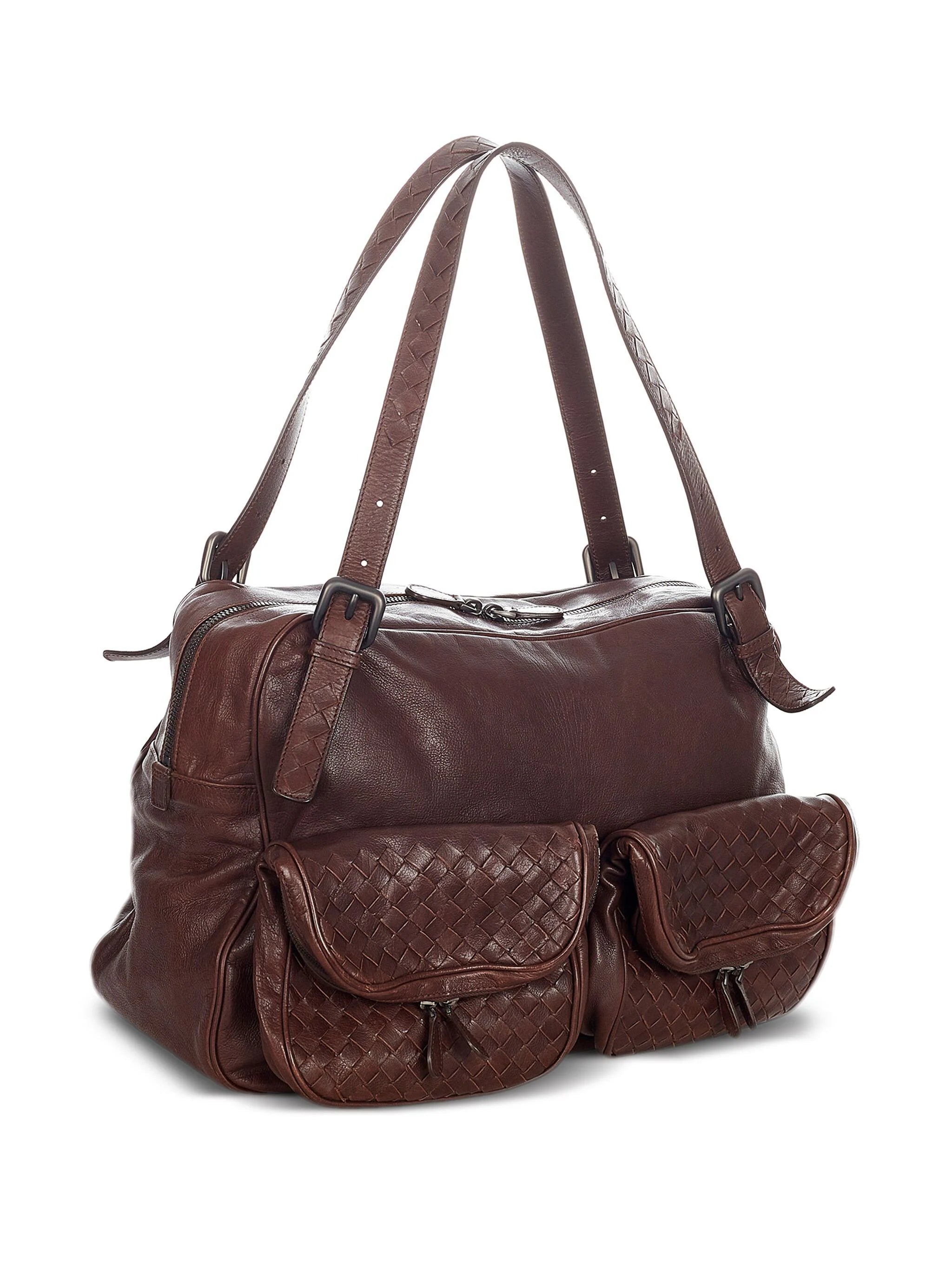 Bottega Veneta Intrecciato Front-Pockets Zip Shoulder Bag