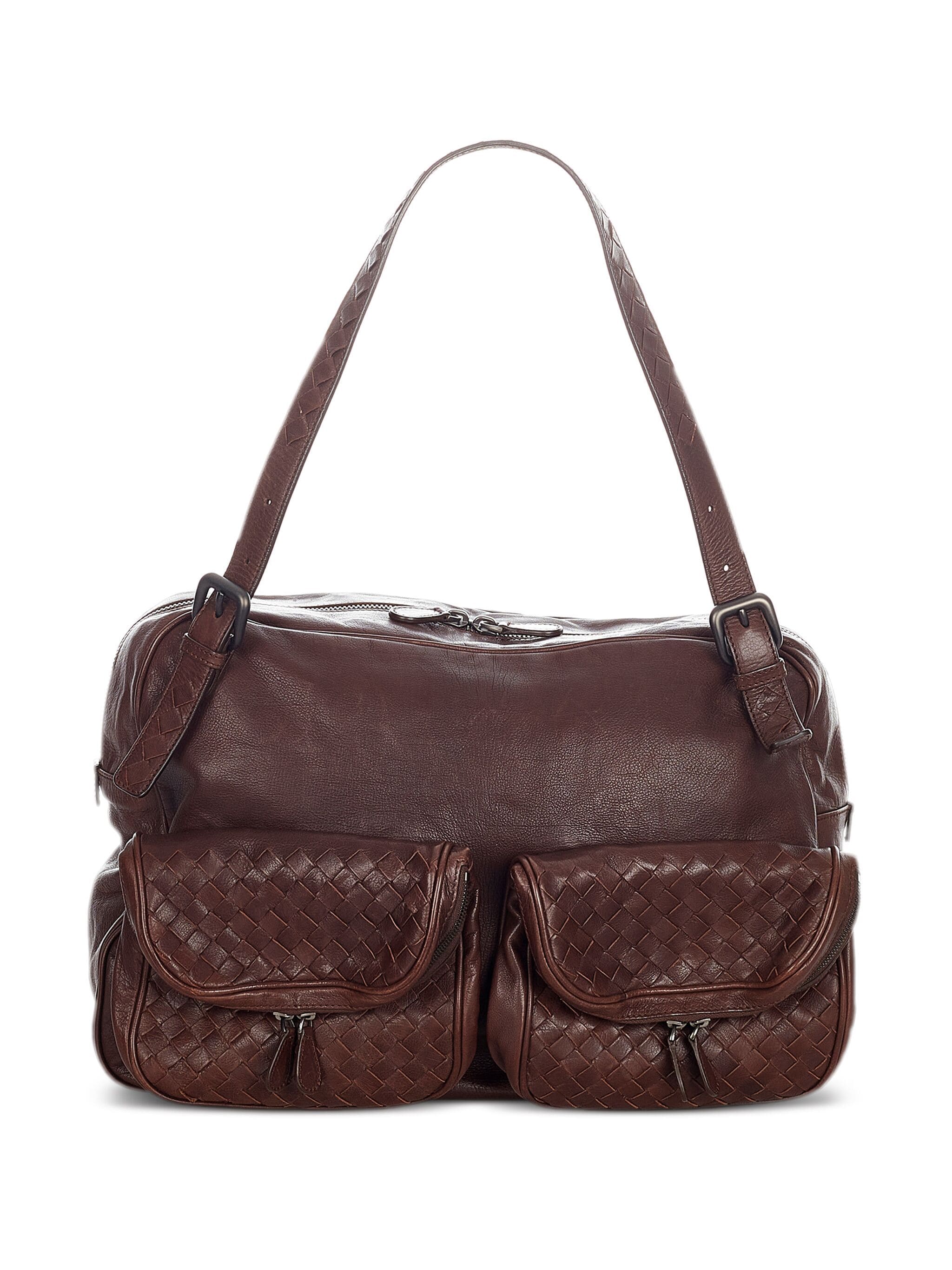 Bottega Veneta Intrecciato Front-Pockets Zip Shoulder Bag