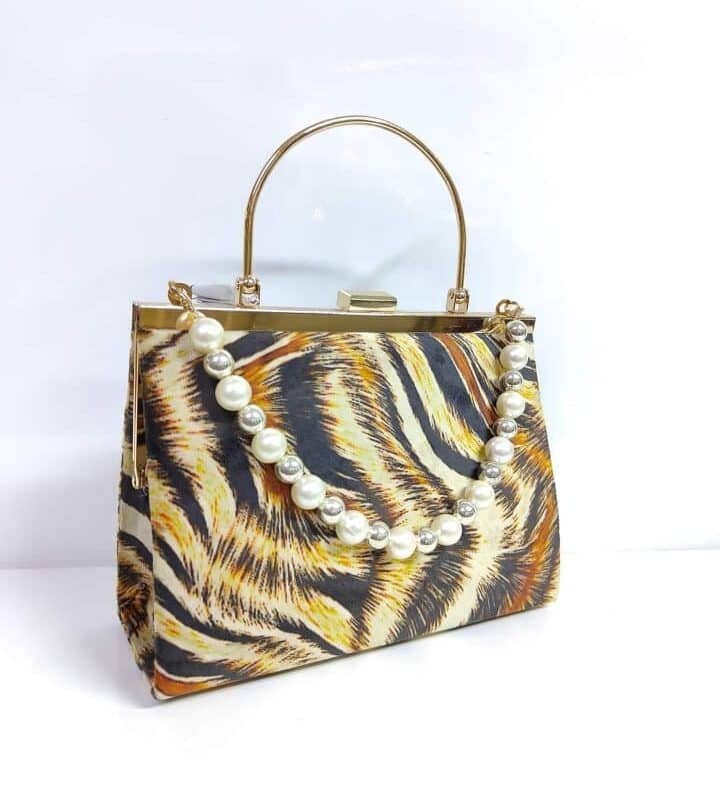 V-Velvet Top-Handle Handbag - Tiger Printed